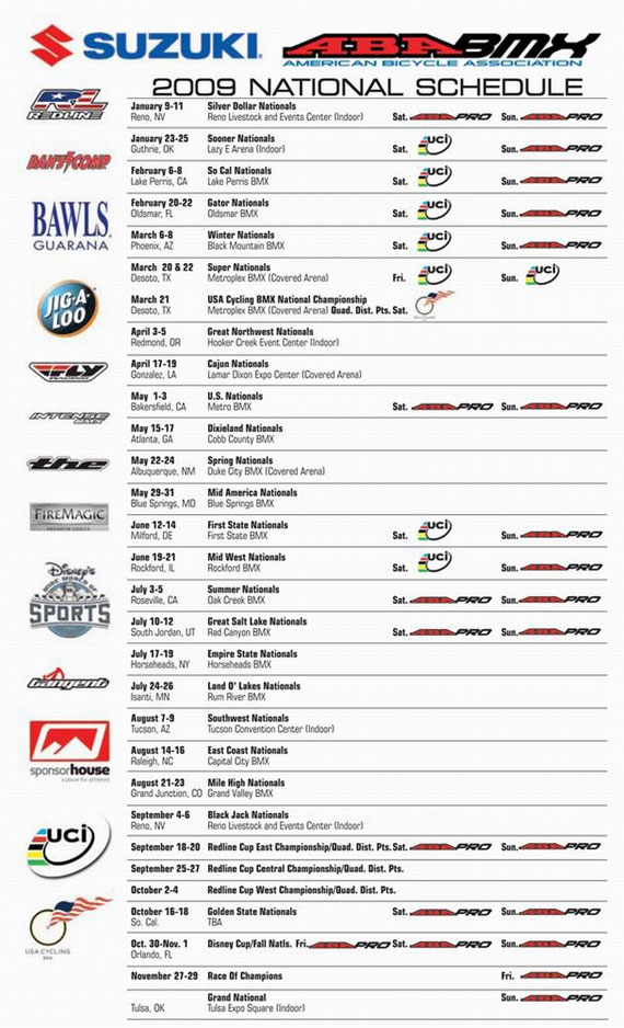 ABA National Schedule